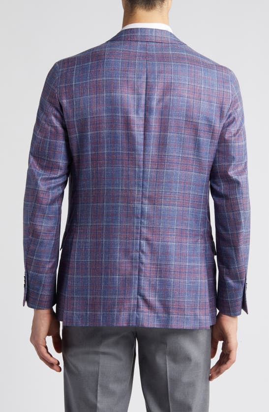 Shop Peter Millar Tailored Fit Plaid Wool, Silk & Linen Blend Sport Coat In Blue