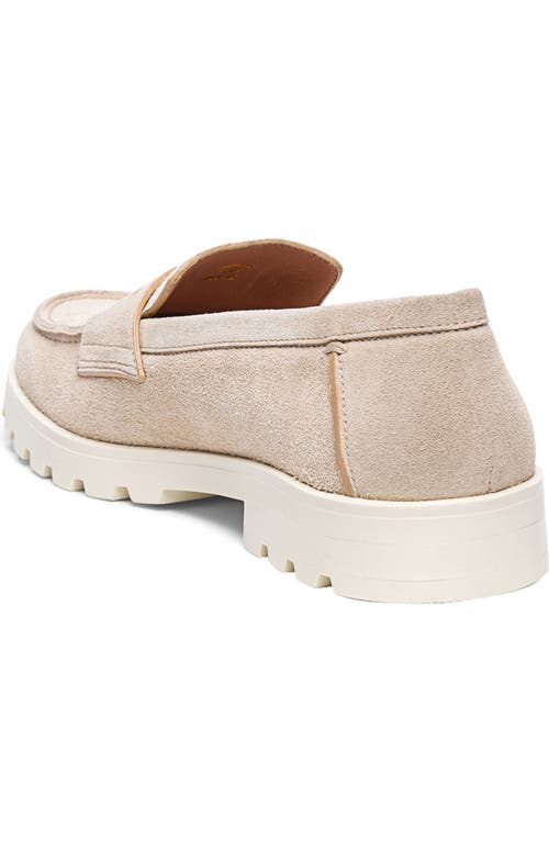 Shop Santoni Beige Nubuck Lugsole Loafer