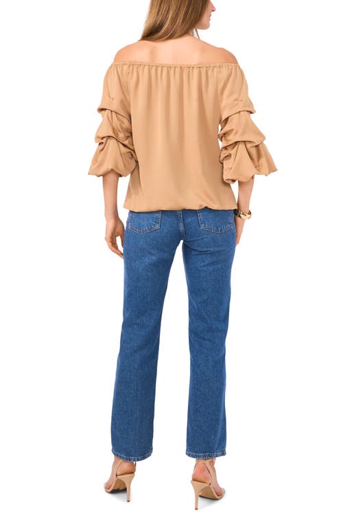 Shop Vince Camuto Off The Shoulder Bubble Sleeve Top In Camel