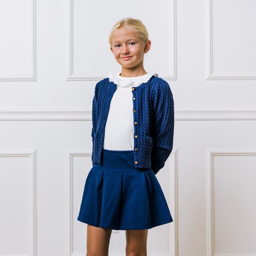 Hope & Henry Baby Girls' Organic Classic Cable Cardigan, Infant In Navy Cable