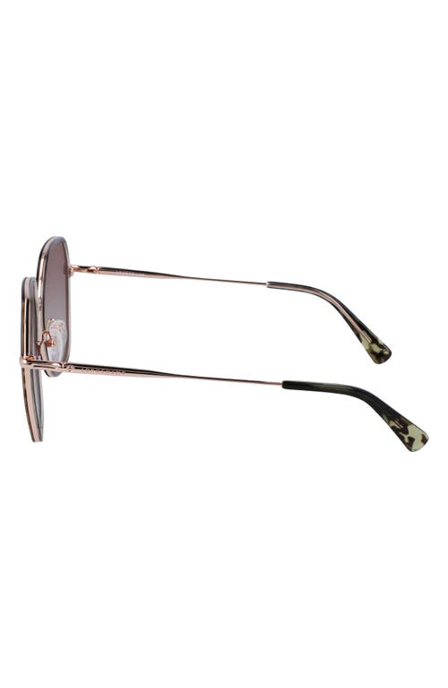 Longchamp Roseau 58mm Gradient Rectangular Sunglasses In Rose Gold/green Camou