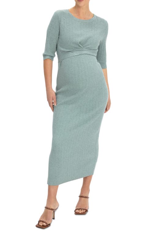 Knit Midi Maternity/Nursing Dress in Green