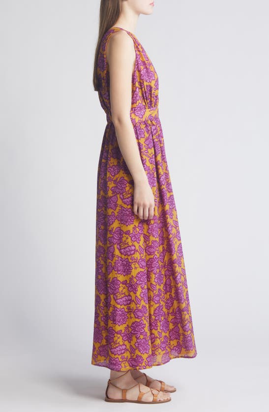 Shop Xirena Rayven Print Sleeveless Maxi Dress In Golden Plum