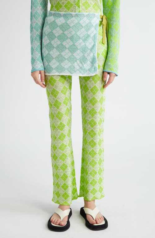 Easy Beach Argyle Linen Knit Pants with Apron in Lime