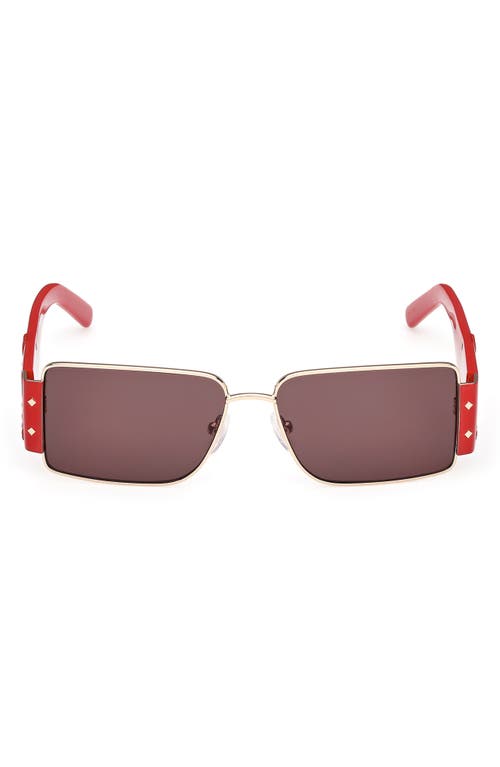 Mcm 55mm Rectangular Sunglasses In Gold/brown/red
