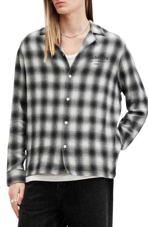 Shop Allsaints Underground Check Long Sleeve Camp Shirt In Off White