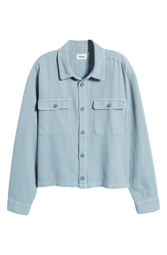 Shop Elwood Oversize Crop Cotton Button-up Shirt In Glacier