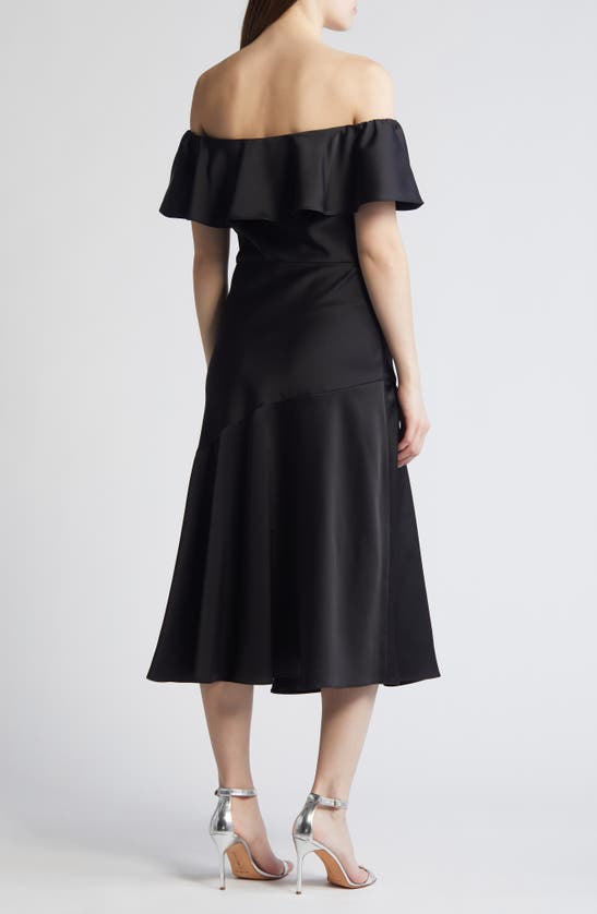 SAM EDELMAN SAM EDELMAN OFF THE SHOULDER A-LINE SATIN MIDI