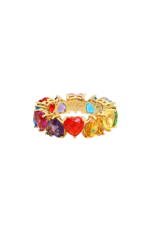 Shop Kurt Geiger London Heart Crystal Tennis Ring In Gold Multicolor