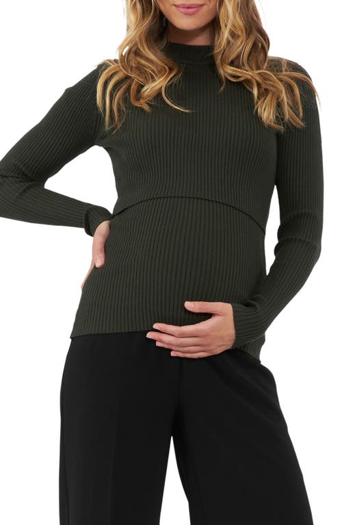 Shop Ripe Maternity Lift Up Rib Maternity/nursing Sweater In Ivy