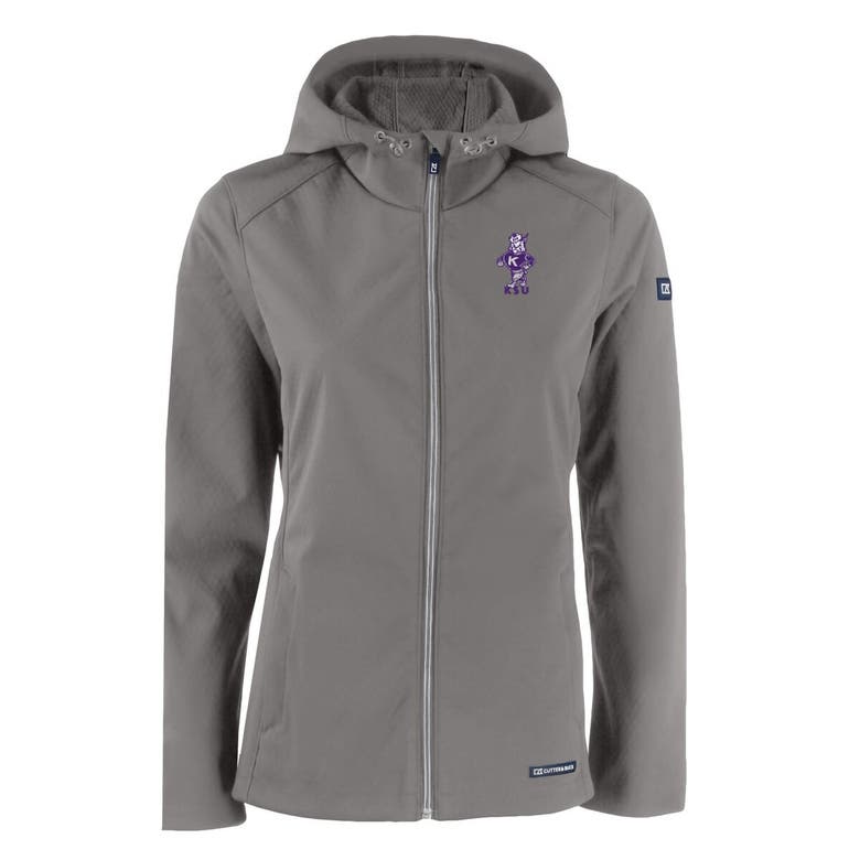 Shop Cutter & Buck Gray Kansas State Wildcats Vault Evoke Eco Softshell Recycled Full-zip Hooded Jacket
