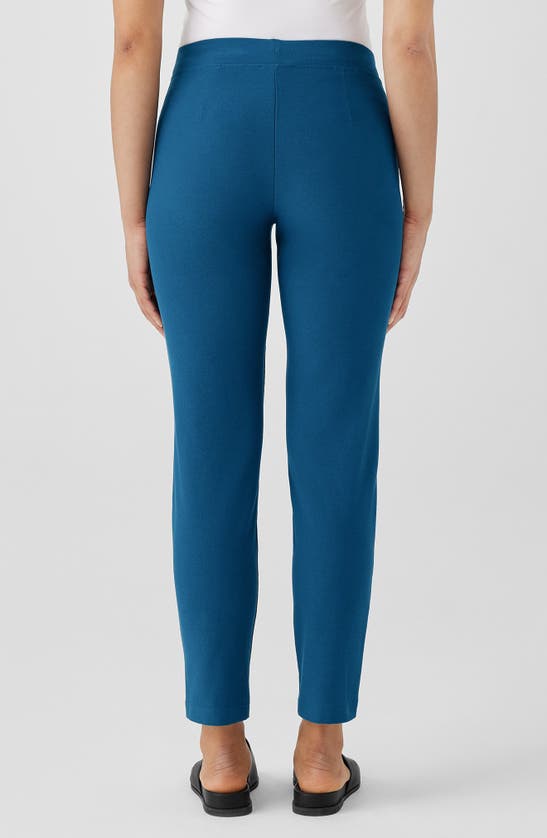 Shop Eileen Fisher Slim Ankle Stretch Crepe Pants In Atlantis