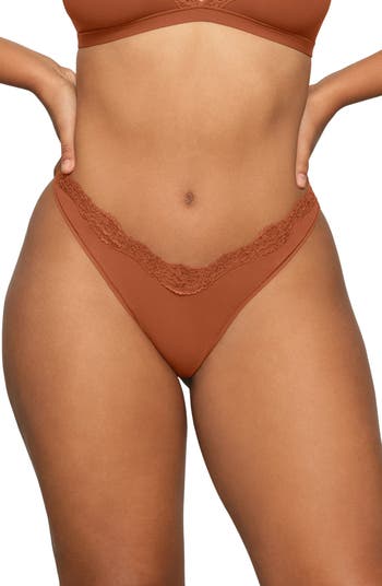 SKIMS Fits Everybody lace-trimmed stretch thong - Neon Rose