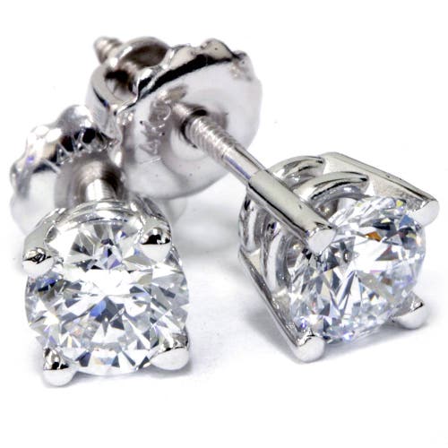 Bliss Diamond 1/2ct Round Diamond Studs Screw Back 14k Gold In 14k White Gold