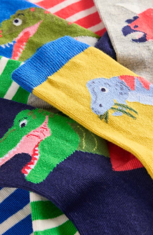 Shop Boden Mini  Kids' Assorted 7 Pack Crew Socks In Dinosours