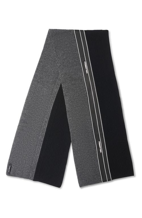 Karl Lagerfeld Paris Colorblock Stripe Wool Blend Scarf In Black/grey