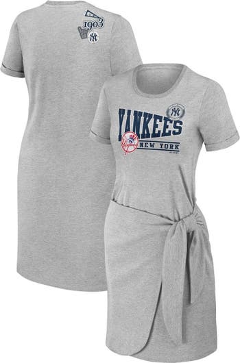WEAR by Erin Andrews Women's WEAR by Erin Andrews Heather Gray New York  Yankees Plus Size Knotted T-Shirt Dress