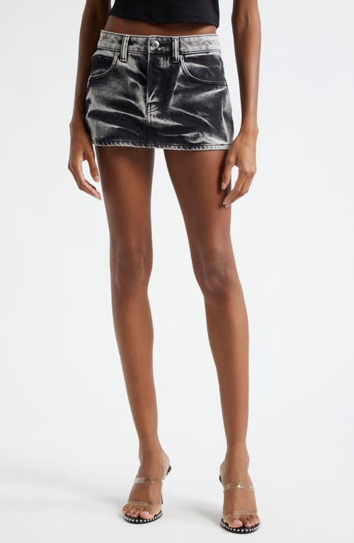 Shop Alexander Wang Flame Logo Denim Miniskirt In 992a Black Acid Crush