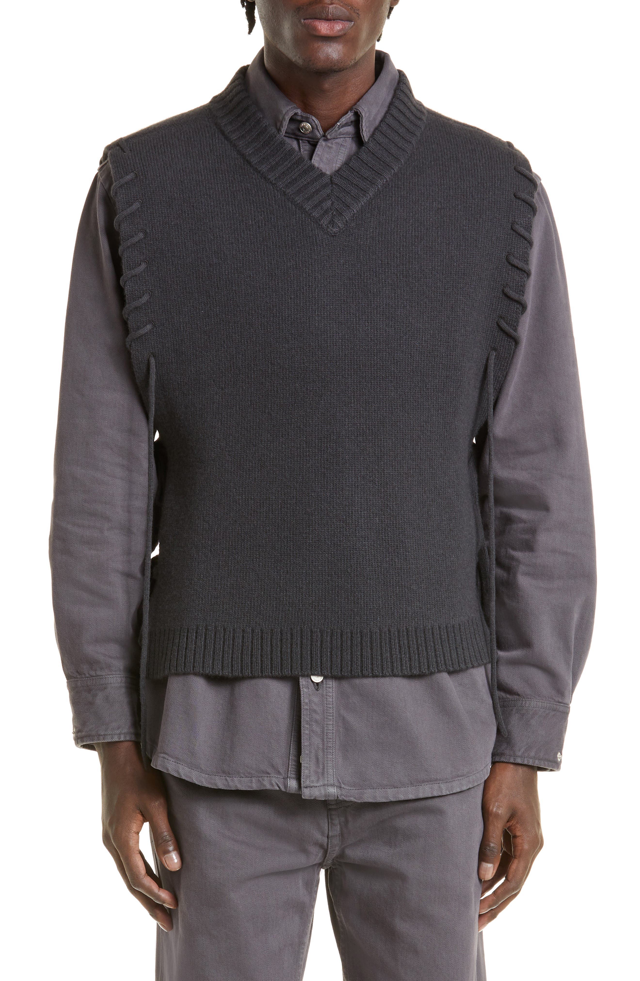 Laced V-Neck Wool Sweater Vest | Nordstrom