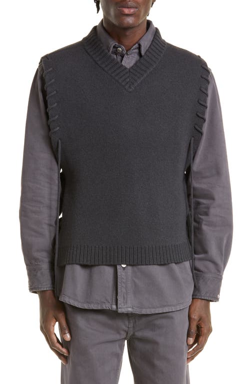 Craig Green Men's Laced V-Neck Wool Sweater Vest in Black