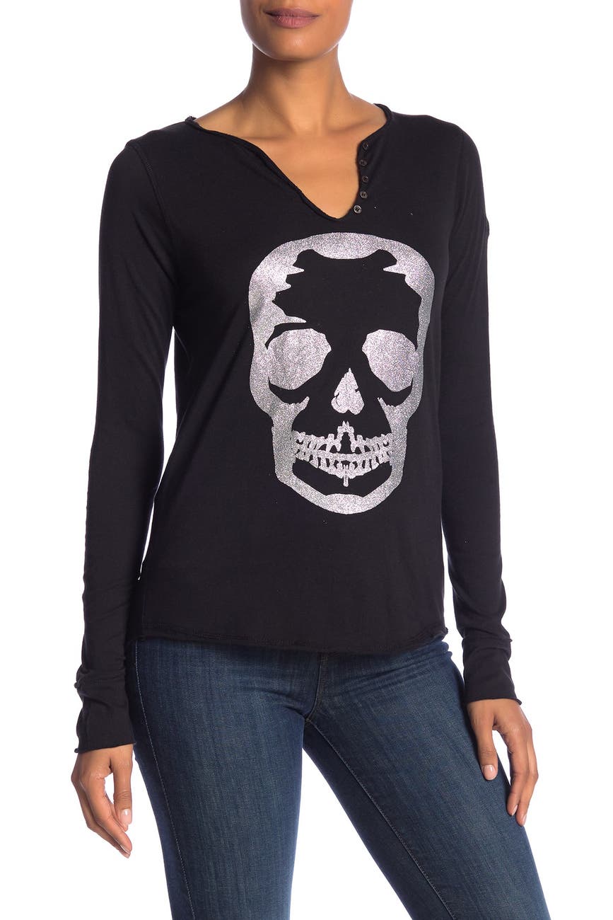 Zadig & Voltaire | Metallic Skull Print Long Sleeve T-Shirt | Nordstrom ...
