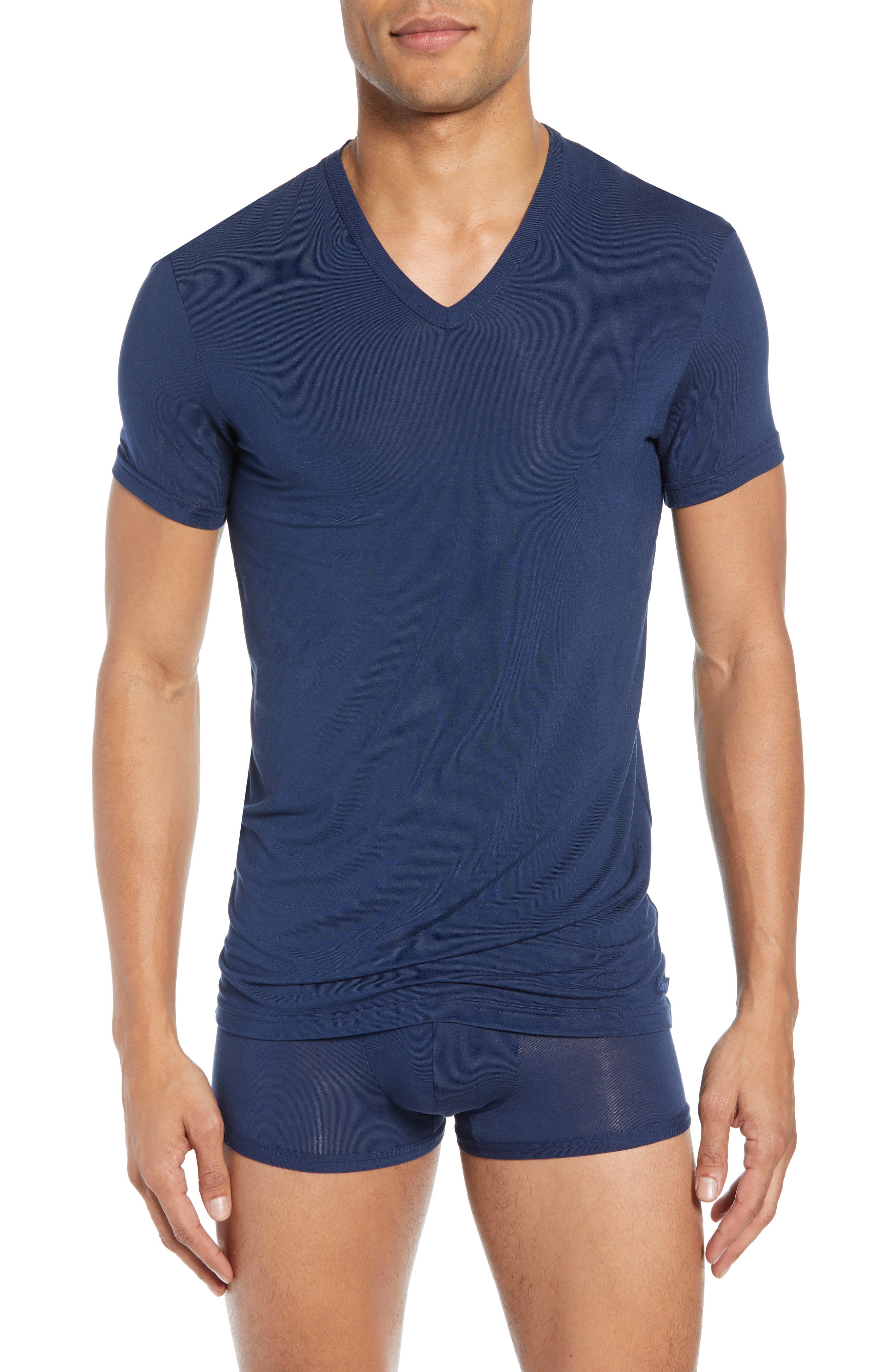 UPC 011531583580 product image for Men's Calvin Klein Ultrasoft Stretch Modal V-Neck T-Shirt, Size Large - Blue | upcitemdb.com