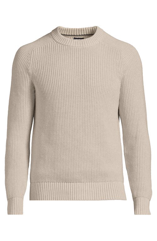 Lands' End Drifter Cotton Crewneck Sweater In Flax Heather