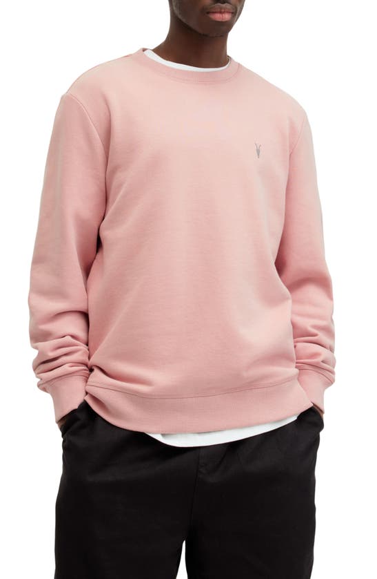 Shop Allsaints Raven Slim Fit Crewneck Sweatshirt In Bramble Pink