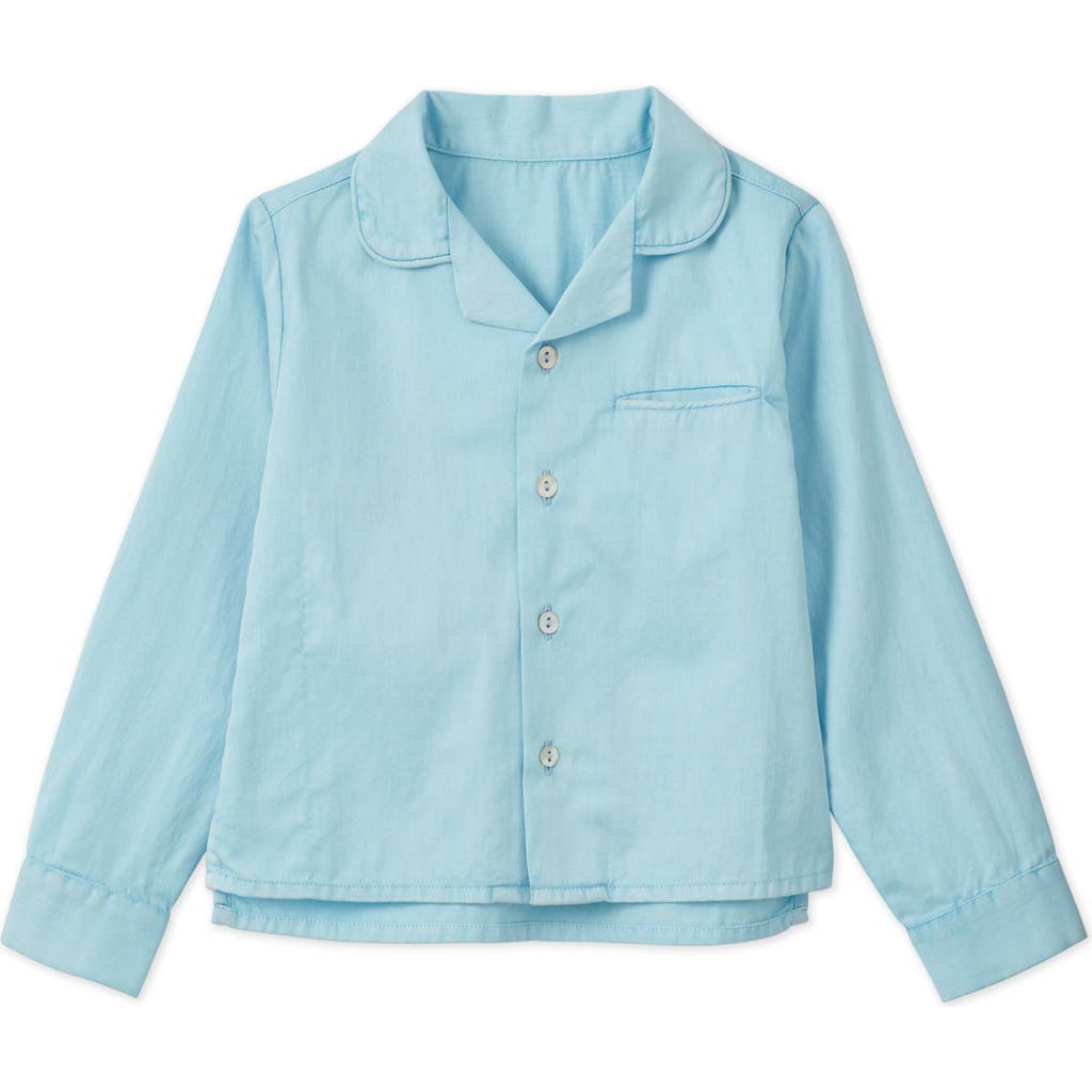Vild House Of Little Ls Organic Cotton Woven Collared Shirt In Sky Blue