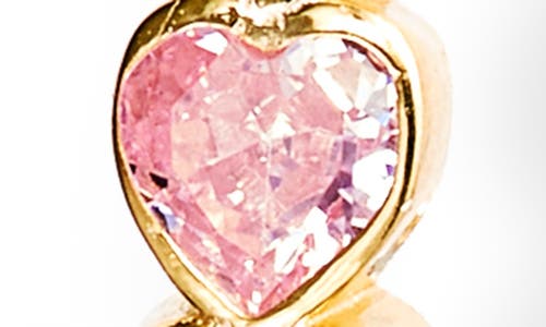 Shymi Bezel Heart Inside Out Hoop Earrings In Gold/pink