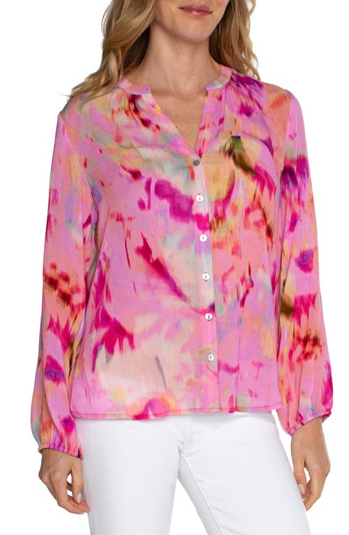 Liverpool Los Angeles Print Gathered Top Fuchsia Watercolor at Nordstrom, P