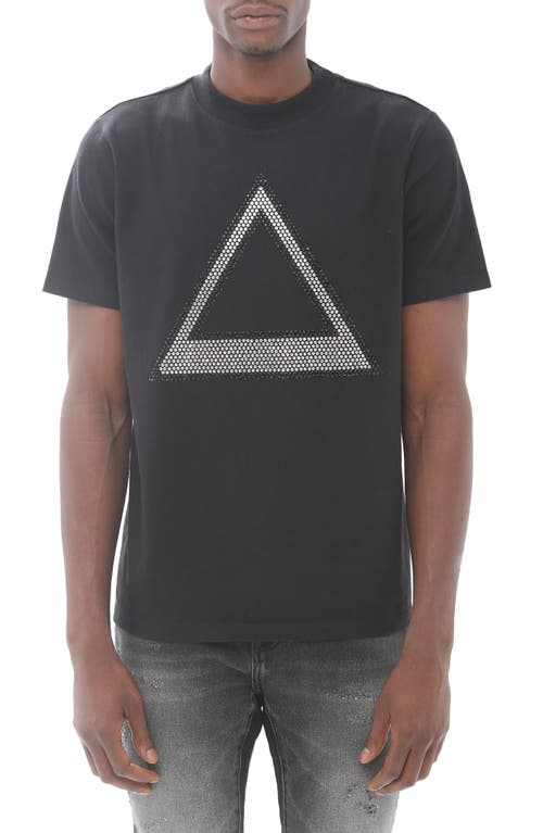 HVMAN Crystal Triangle Embellished Cotton T-Shirt in Black