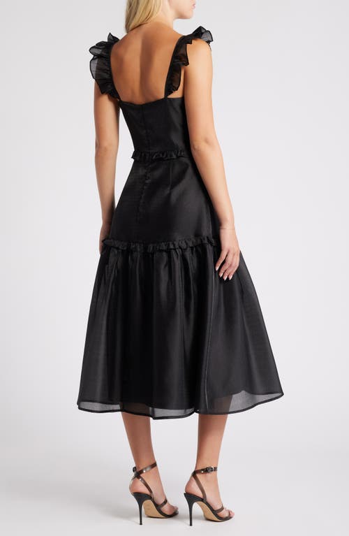 Shop Lulus Effervescent Aesthetic Tiered Cocktail Midi Dress In Black