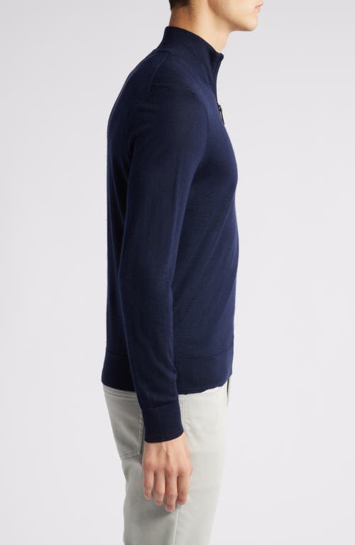 Shop Canali Quarter Zip Cashmere & Wool Blend Sweater In Navy