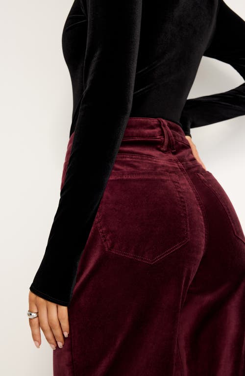 Shop Good American Good Skate High Waist Velvet Wide Leg Pants In Oxblood002