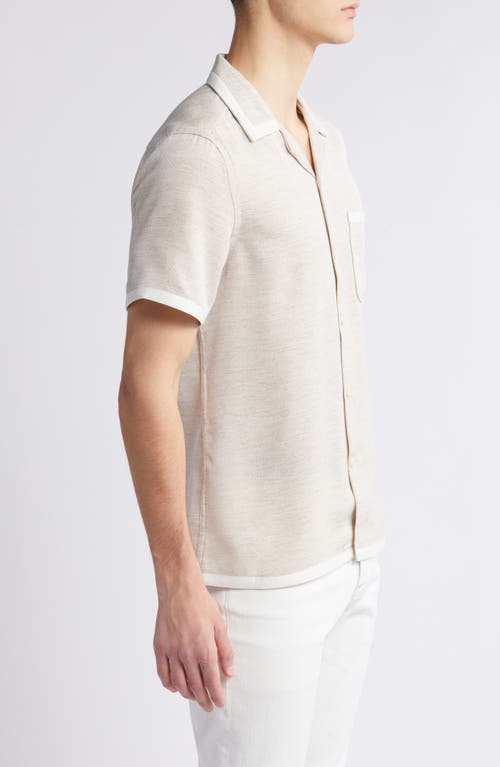 Shop Reiss Vita Knit Camp Shirt In Oatmeal/white