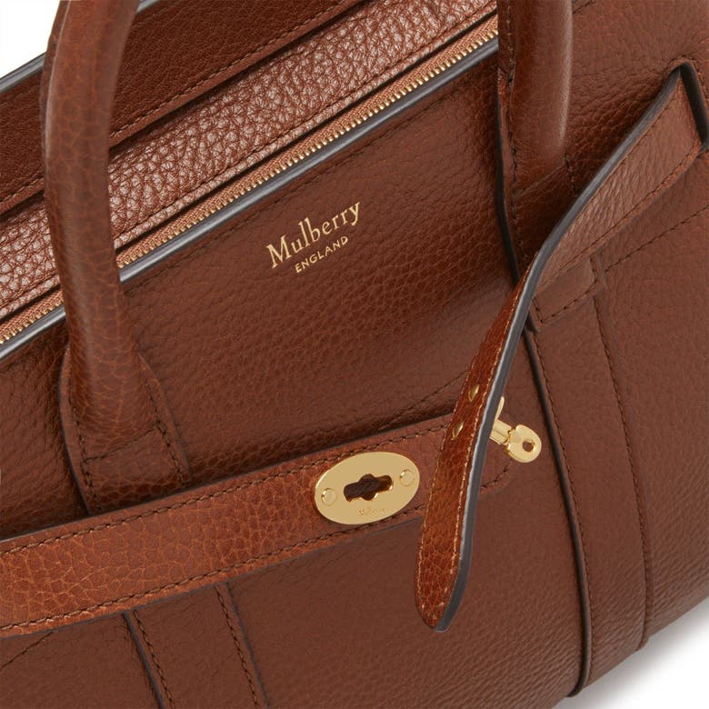 Shop Mulberry Mini Zipped Bayswater Leather Satchel In Oak