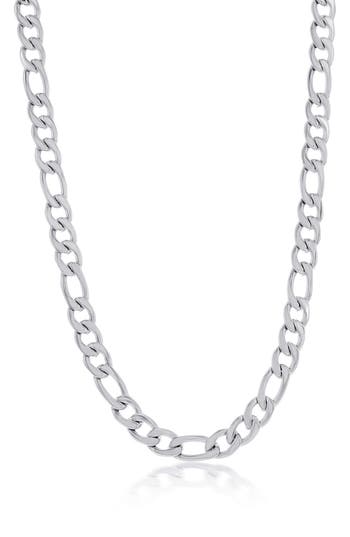 Blackjack Figaro Chain Necklace In Silver