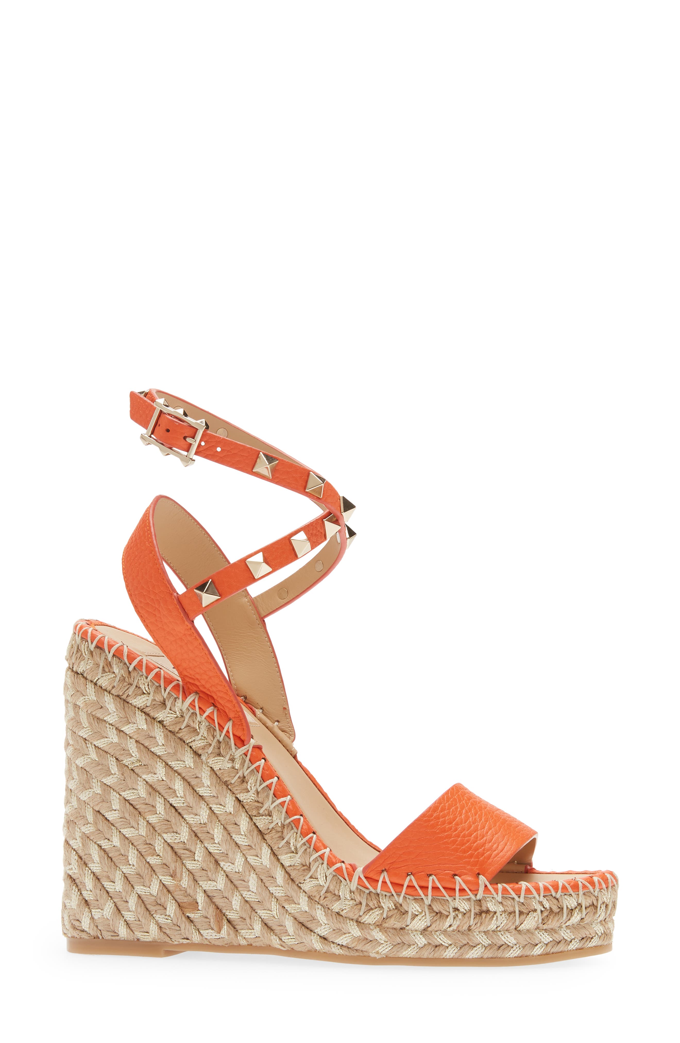 rockstud leather wedge sandals