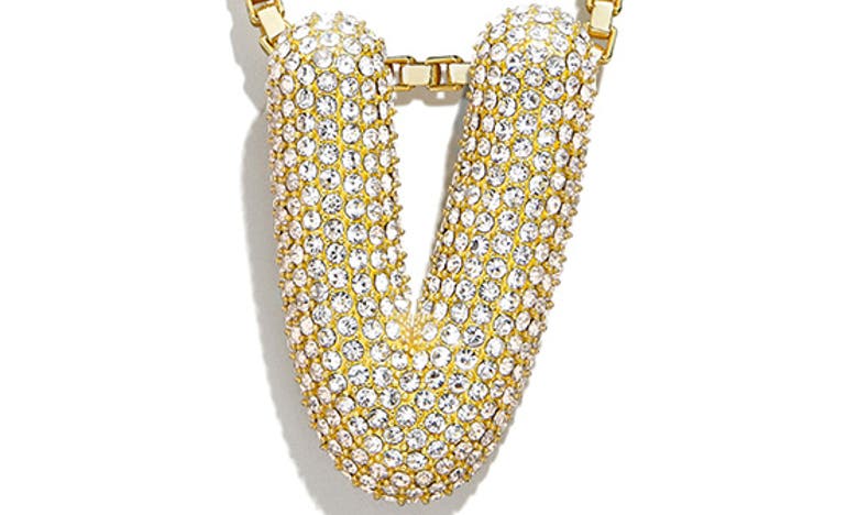 Shop Baublebar Pavé Crystal Bubble Initial Pendant Necklace In Gold V