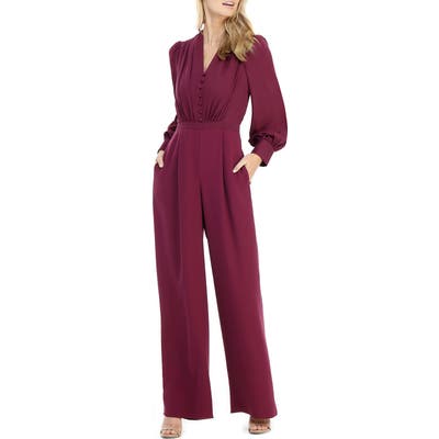 Gal Meets Glam Collection Jessamyn Button Wide Leg Jumpsuit, Pink