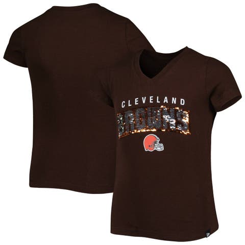 Girls Youth New Era Brown Cleveland Browns Reverse Space Dye French Terry  Full-Zip Hoodie