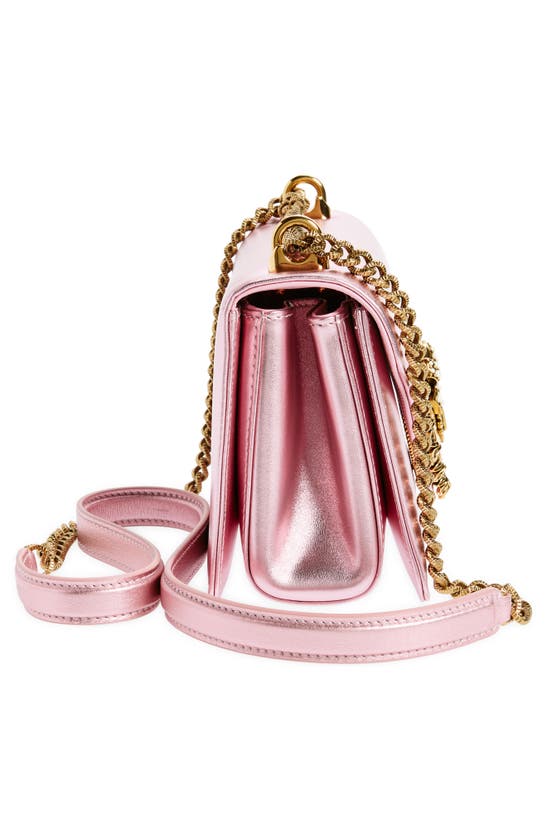 Shop Dolce & Gabbana Devotion Metallic Leather Shoulder Bag In Pink/ Pink