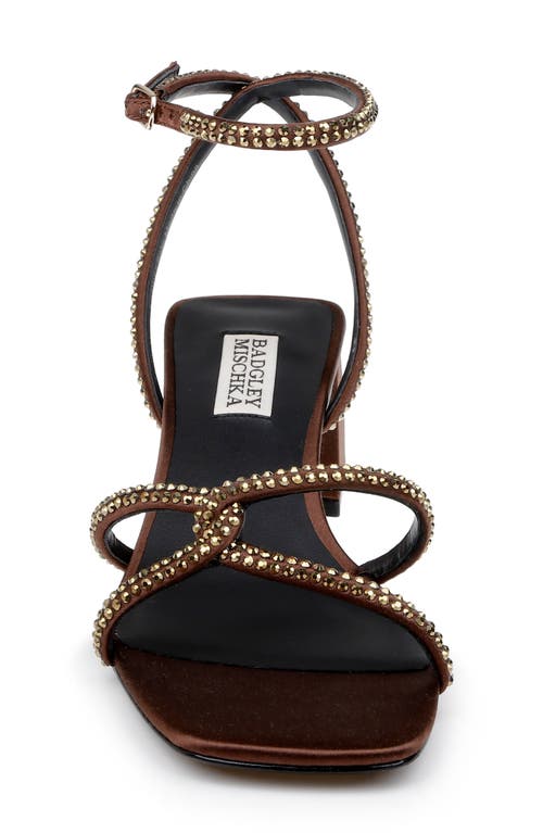 Shop Badgley Mischka Collection Brisa Ankle Strap Sandal In Chocolate Satin