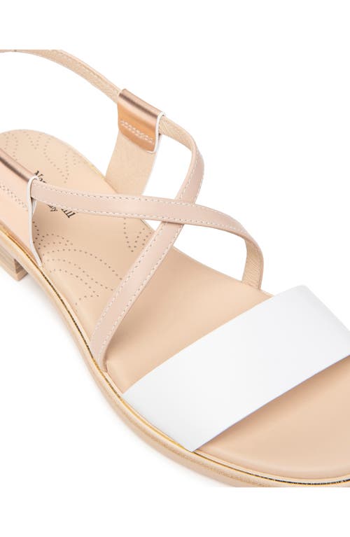 Nerogiardini Mixed Leather Crisscross Slingback Sandals In White