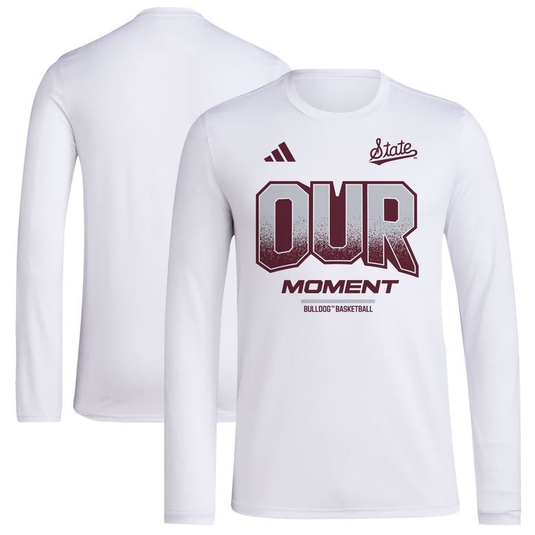 Adidas Originals Unisex Adidas  White Mississippi State Bulldogs 2024 On-court Bench Our Moment Long Sleeve T-shirt