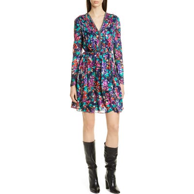 Jason Wu Motion Floral Long Sleeve Dress, Blue