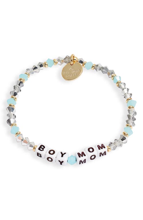 Shop Little Words Project Boy Mom Stretch Bracelet In Blue/white