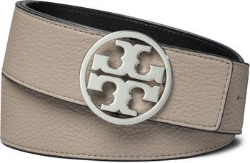 Tory Burch Logo-detail Reversible Leather Belt In Lavender Cloud