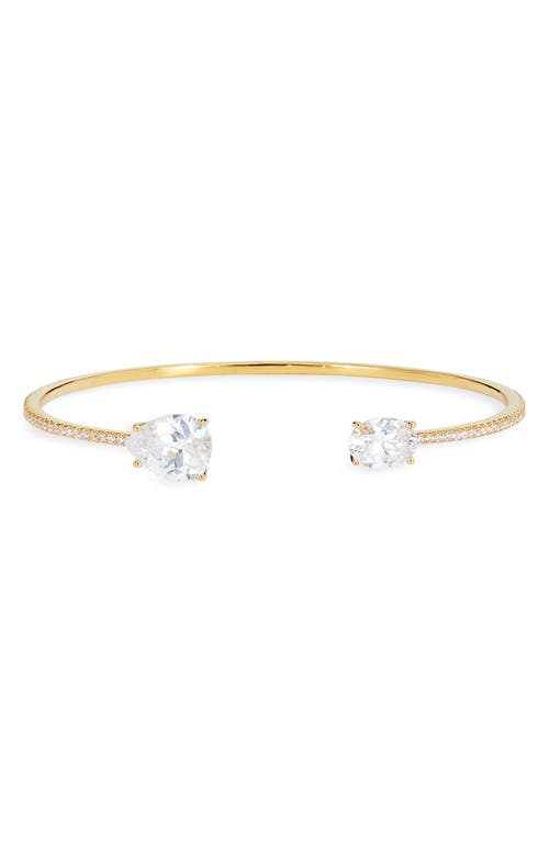 Nordstrom Oval & Pear Cubic Zirconia Cuff Bracelet in Clear- Gold at Nordstrom